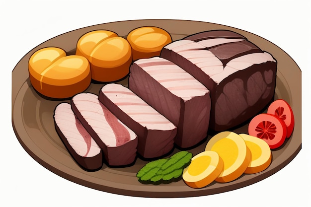 Carne de res comida occidental icono de interfaz de usuario diseño de accesorios de juego estilo de bistec gourmet elemento de representación de dibujos animados 3D c4d