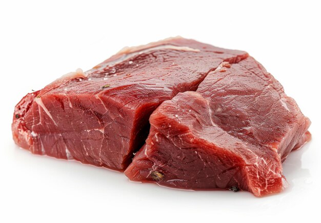 carne de res cruda aislada sobre un fondo blanco