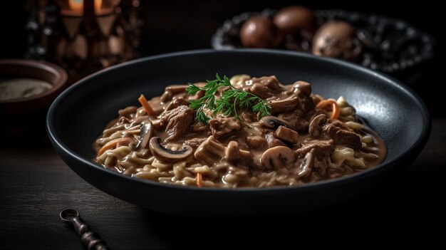 Carne de res Stroganoff