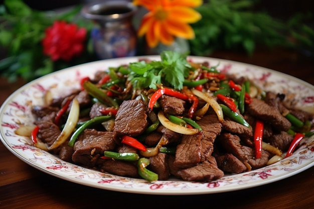 Foto carne de res tailandesa salpicada