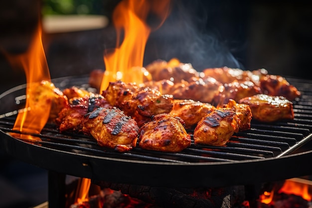 Carne tenra de frango assado preparada na grelha