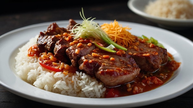 Carne tierna en un saboroso nasi liwet