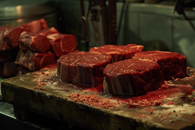 Foto carne vermelha crua fresca no açougueiro