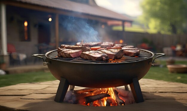 Carnes cocidas a la parrilla al estilo americano al aire libre