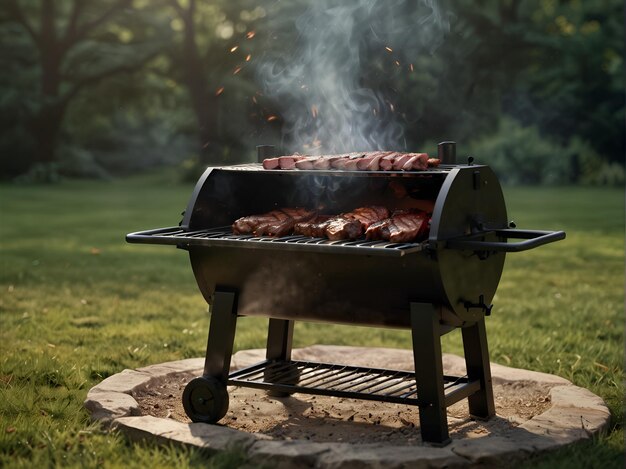 Foto carnes cocidas a la parrilla al estilo americano al aire libre