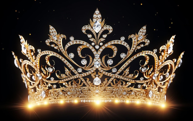Caro Elegance Dourada Decorada Rainha Coroa com Diamantes