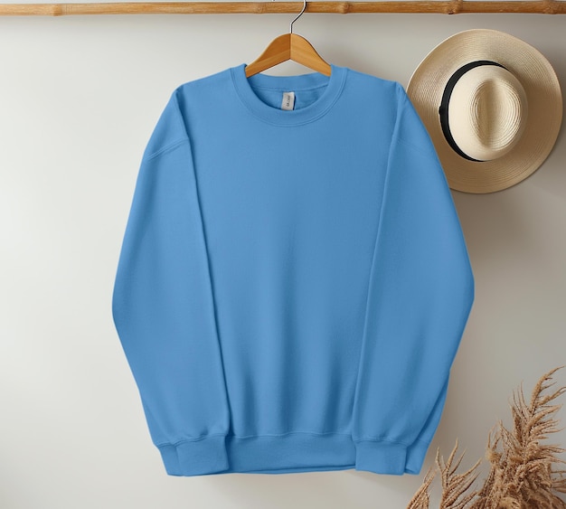 Carolina azul Boho sweatshirt pendurado com ambas as mangas mockup pacote