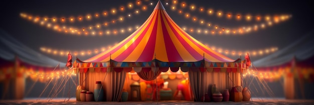 Carpa de circo colorida con luces y lámparas IA generativa