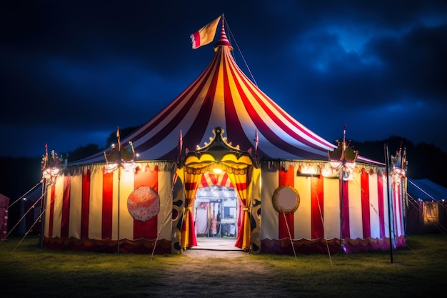 Foto carpa de circo nocturna generativa ai.