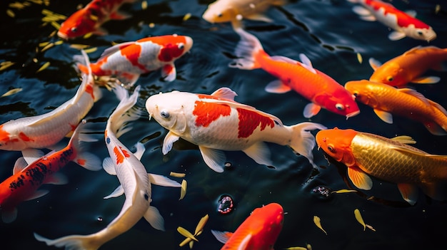 carpa koi en aguas claras