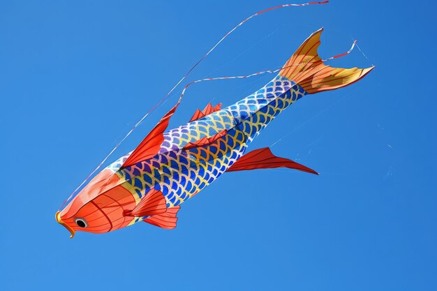 Foto la carpa koinobori de colores brillantes es el símbolo del día de los niños de japón