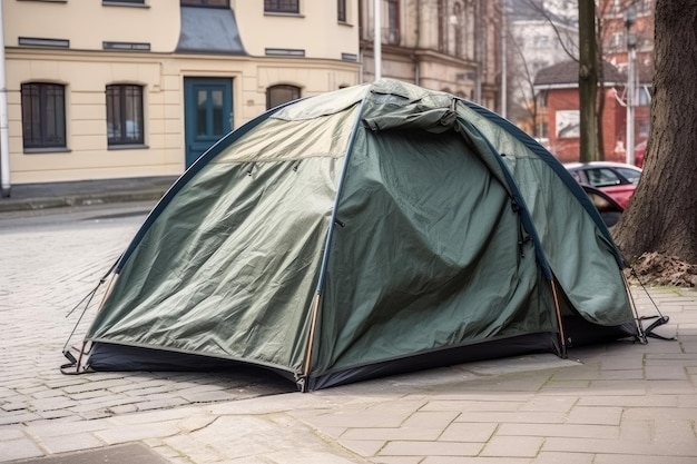 Carpa para personas sin hogar en la calle Generate Ai