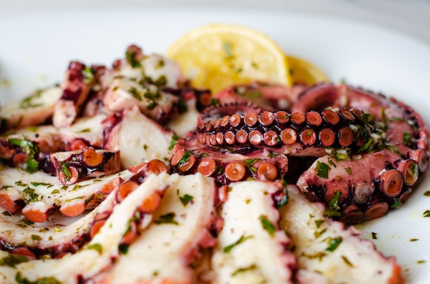 Carpaccio de polvo. Comida mediterrânea, Orgânica Alimentação saudável.