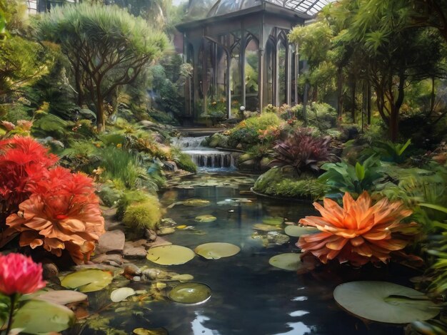 Foto carpas koi y pequeña cascada y naranja naturaleza tejo y otros en kaiserslautern gar japonés