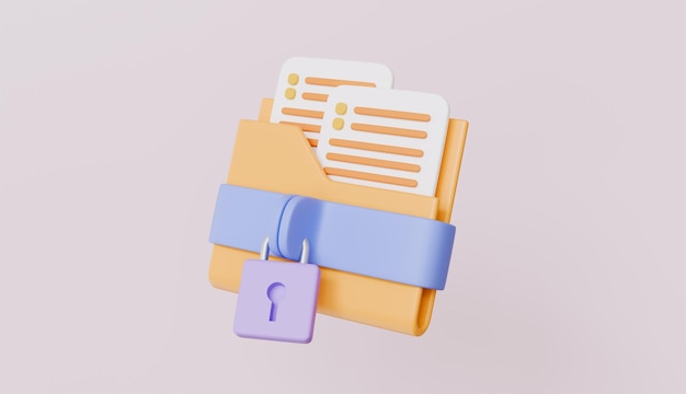 Carpeta con el bloqueo de datos seguridad segura información confidencial almacenamiento de datos carpeta privada