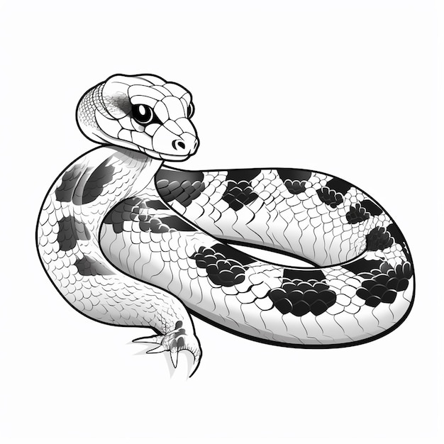 Carpete costeiro Python ilustração fofo charme livro de colorir fofo kawaii arte de linha