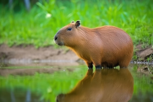 Un carpincho en el agua