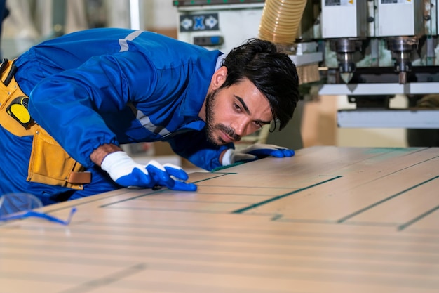 Carpintero haciendo muebles en taller