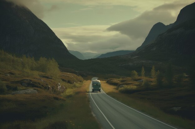 Carpooling estrada paisagem norueguesa Gerar Ai