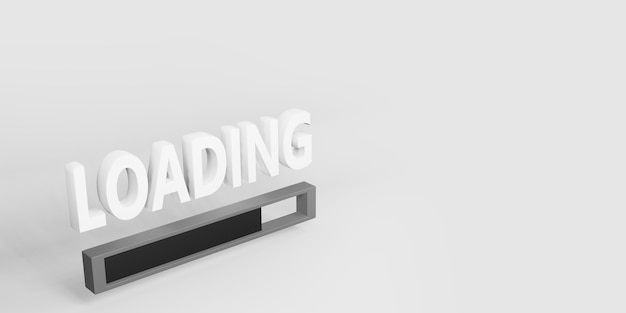 Carregando texto e símbolos em uma ilustração 3D de fundo simples