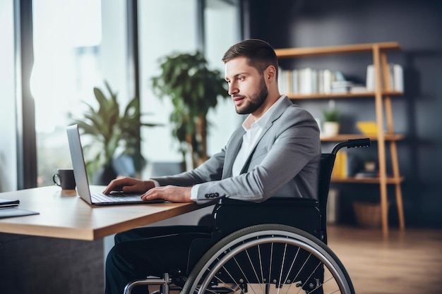 Carreira impulsionada por laptop de trabalhador com deficiência