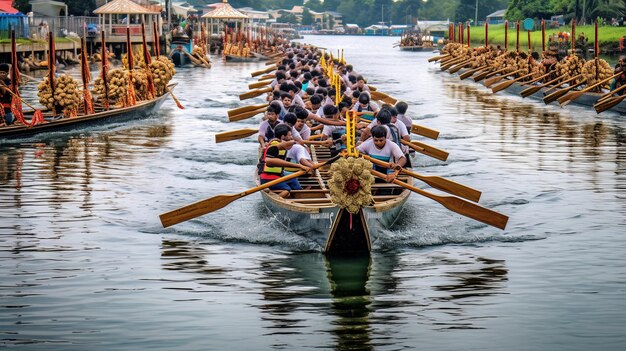 La carrera de botes de Onam Feliz festival de Onam Generativo ai