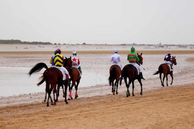 Carrera de caballos en Sanlúcar de Barrameda, España