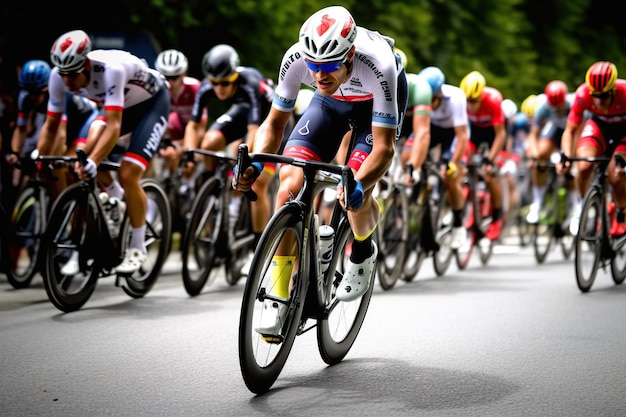 Foto carrera ciclista profesional ilustración generativa de ia