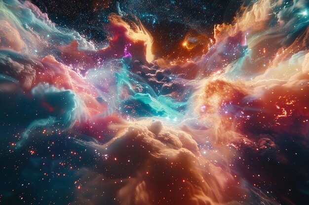 Carrera galáctica a través de una colorida nebulosa de octano ren