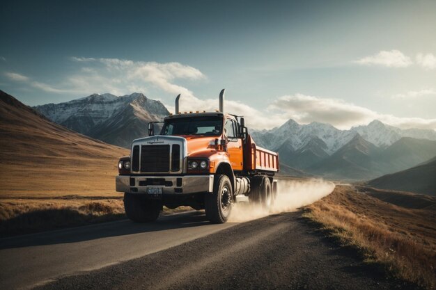 Foto carrera de velocidad de lujo truck concepto automovilístico con llamasimagen generada por ai