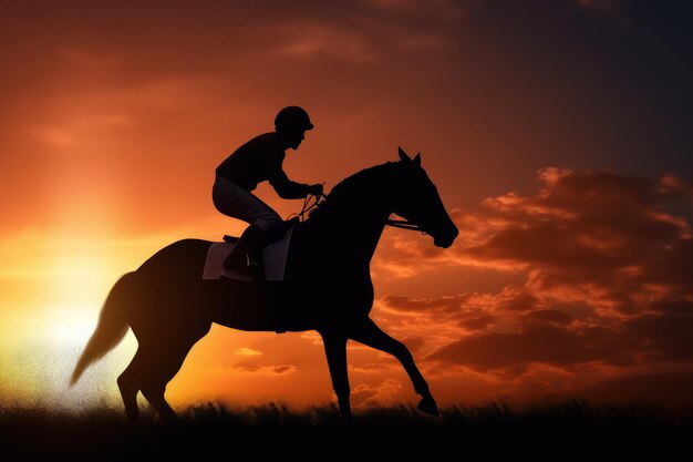 Las carreras de caballos al atardecer