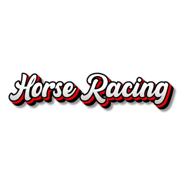 Las carreras de caballos texto 3D plata rojo negro blanco fondo foto JPG