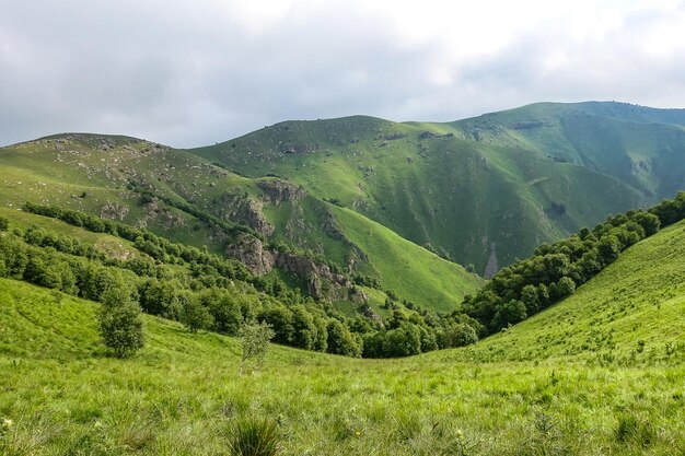 La carretera de alta montaña al tramo de JilySu Caucasus KabardinoBalkaria Rusia