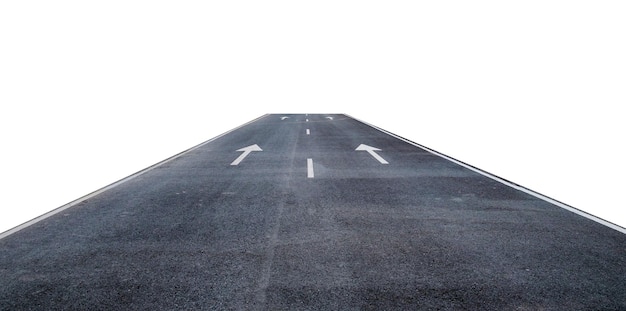 Carretera asfaltada con símbolo de flechas de ruta recta