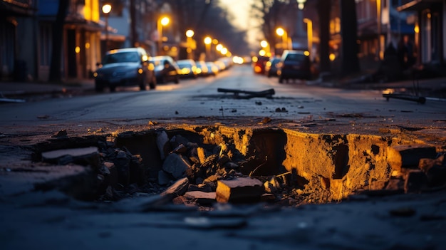 Carretera colapsada por el terremoto