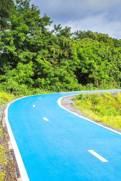 Carretera de color azul para bicicleta