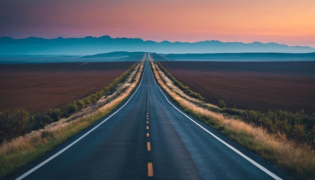 la carretera desapareciendo en el horizonte