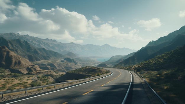 una carretera con montañas en el fondo