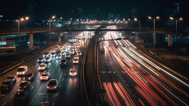 Una carretera muy transitada con muchos autos en ella