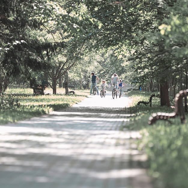 Carretera del parque de la ciudad en un día de verano el concepto de un estilo de vida saludable