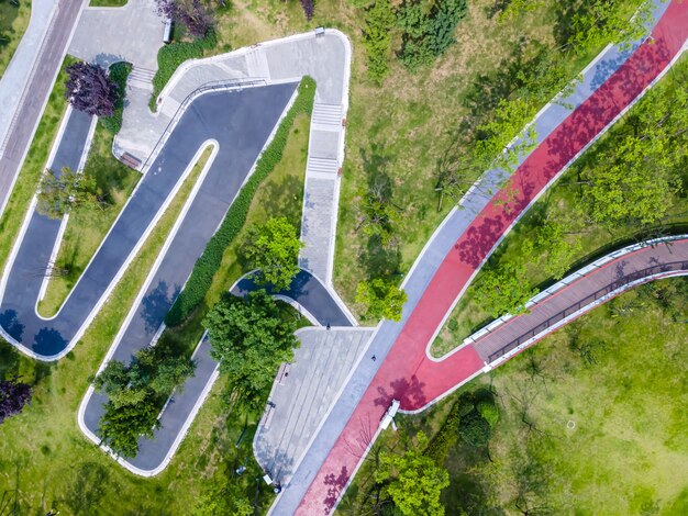 Carretera del parque de la ciudad de fotografía aérea