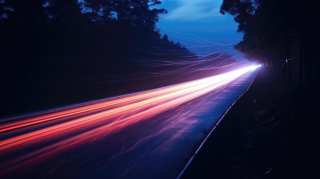 Carretera con senderos de luz IA generativa