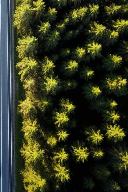 Foto carretera a través del bosque con pinos