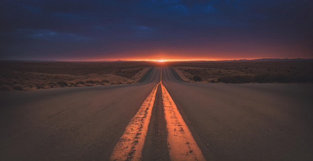 carretera vacía al atardecer IA generativa