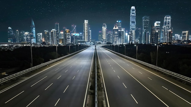 Carretera vacía con paisaje urbano y horizonte de Shenzhenchina