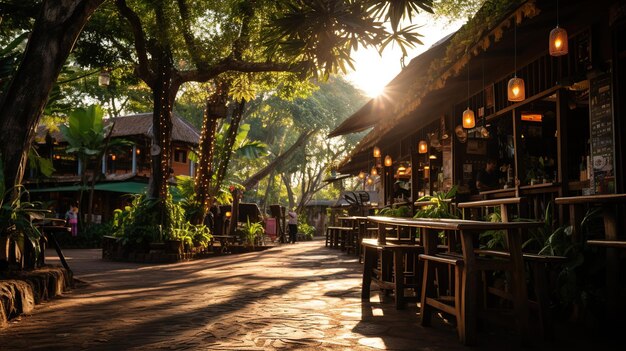 Carreteras y callejones durante el día Tienda de madera Tienda comunitaria Restaurante Campo en Tailandia