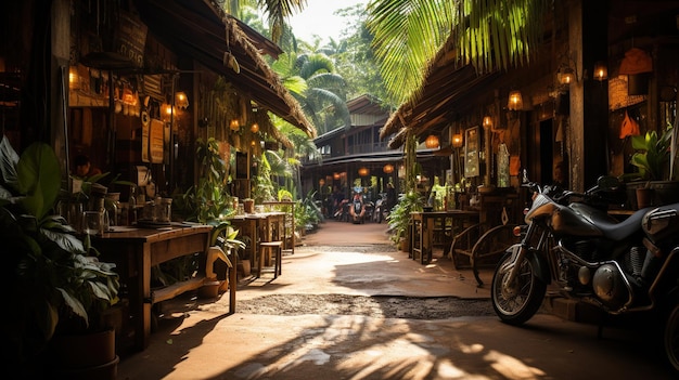 Carreteras y callejones durante el día Tienda de madera Tienda comunitaria Restaurante Campo en Tailandia