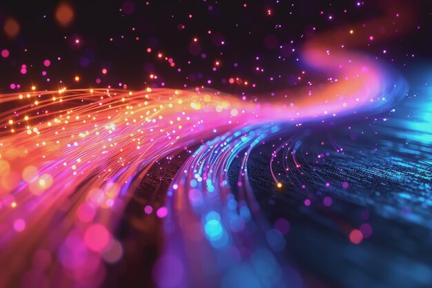 carreteras tecnológicas hechas de fibra y conexiones de red colorido fondo abstracto