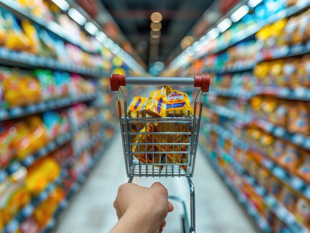 Carretes de compras en supermercados de frutas y verduras