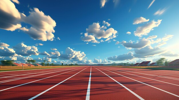 Foto carril de carreras de atletismo pista de carreras vacía estadio de atletismo